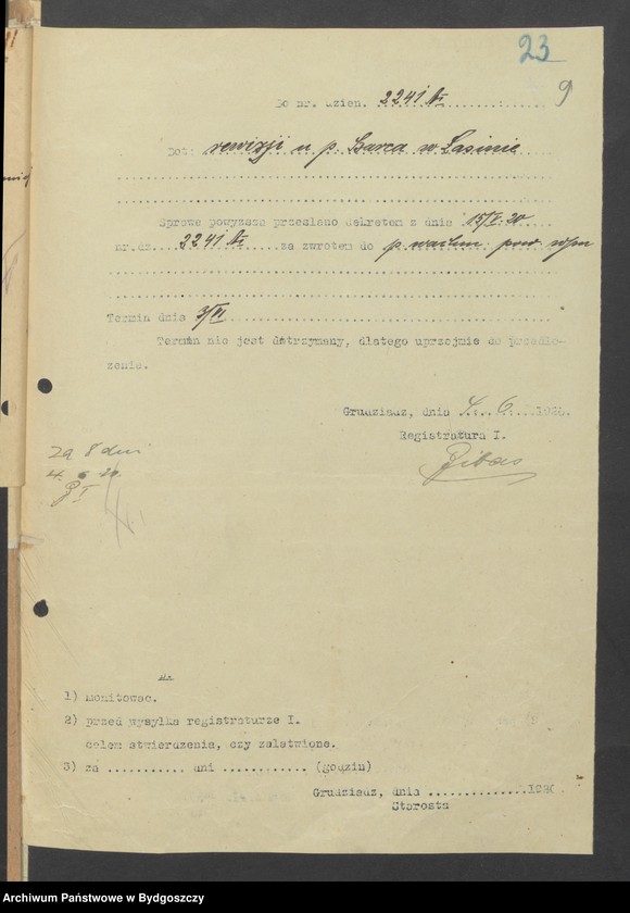 image.from.unit.number "[Raporty, sprawozdania, zaświadczenia, akta personalne Powiatowej Komendy Zachodniej Straży Obywatelskiej na powiat Grudziądz-Wieś]"