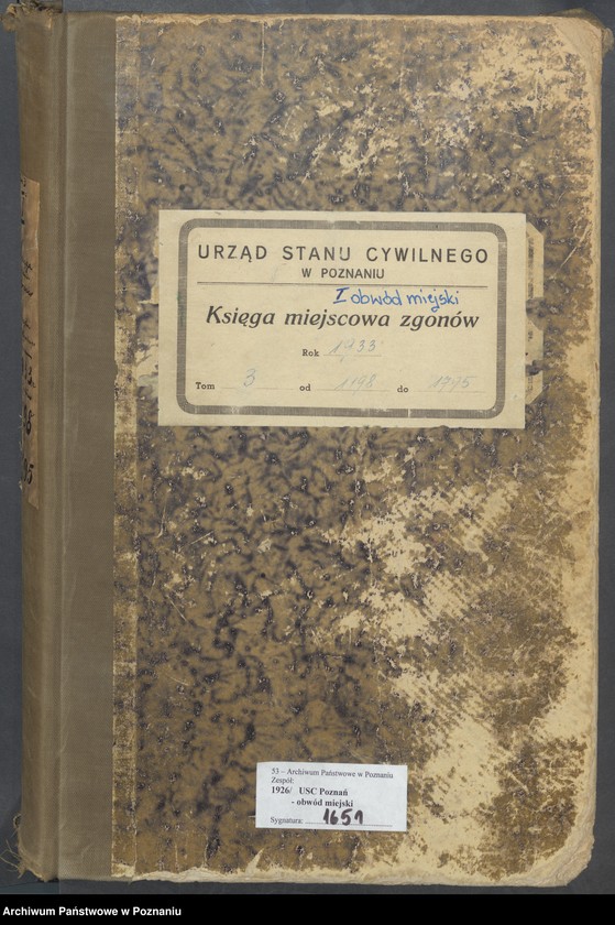 Obraz 2 z jednostki "Księga miejscowa zgonów tom III [Rejestr główny zgonów]"