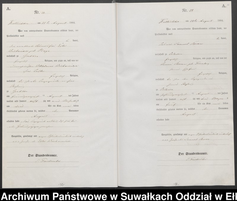 image.from.unit.number "Geburts-Haupt-Register des Königlichen Preussischen Standes-Amtes Kallischken Kreis Johannisburg"