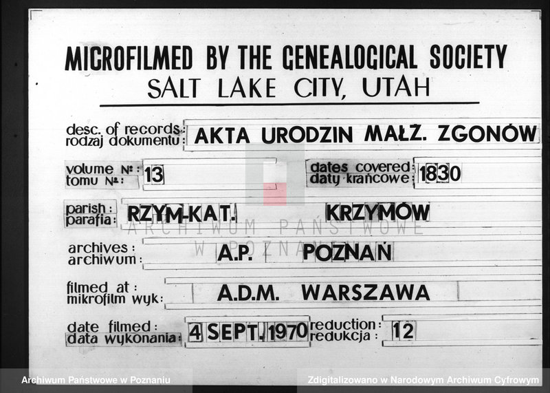 Obraz 1 z jednostki "Akta urodzenia, małżeństwa i zgonu"