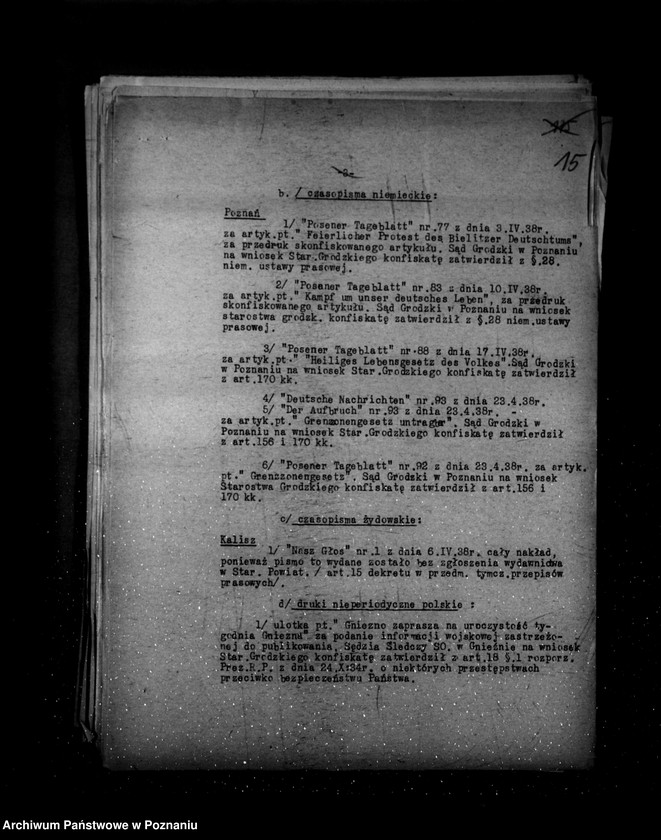 Obraz 19 z jednostki "Sprawozdania prasowe od stycznia do grudnia 1938 r."