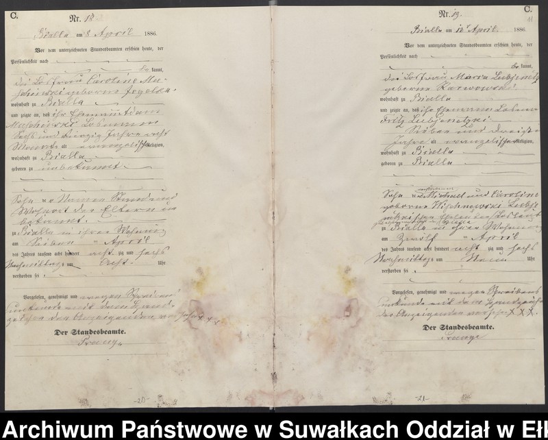 image.from.unit.number "Sterbe-Haupt-Register des Königlichen Preussischen Standes-Amtes Bialla Kreis Johannisburg"