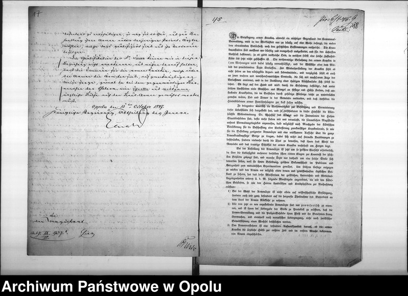 Obraz 15 z jednostki "Acta des Magistrats zu Oppeln betreffend: die Anstellung eines Armen-Arztes, resp. 4er Armenärzte de Anno 1847"