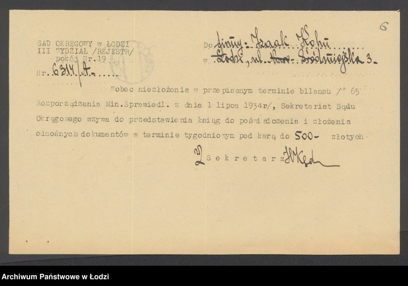 Obraz 8 z jednostki "Izaak Kohn- wyrób i sprzedaż towarów włókienniczych"