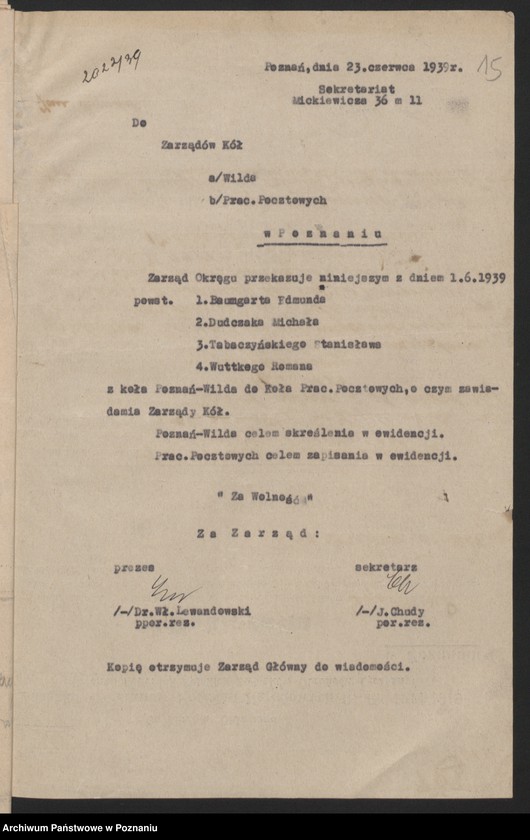 Obraz 20 z jednostki "Koło Pracowników Pocztowych - korespondencja."