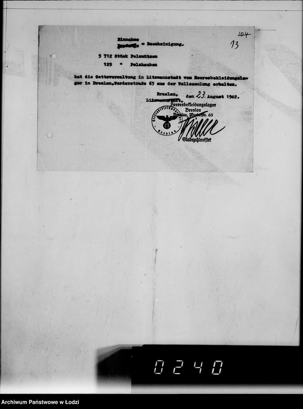 Obraz 17 z jednostki "456 Kriegsauftrag SS 13066/42 5712 Pelzmützen, 129 Pelzhauben HBA Berlin II"