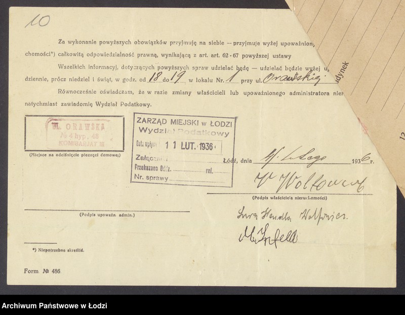 image.from.unit.number "Księga inwentarzowa nieruchomości m. Łodzi ul. Orawska"