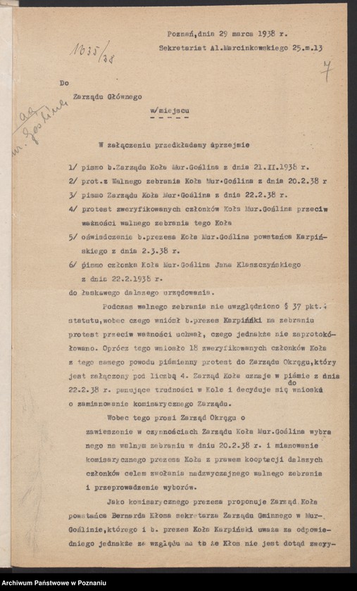 Obraz 10 z jednostki "Murowana Goślina, powiat Oborniki - akta koła."