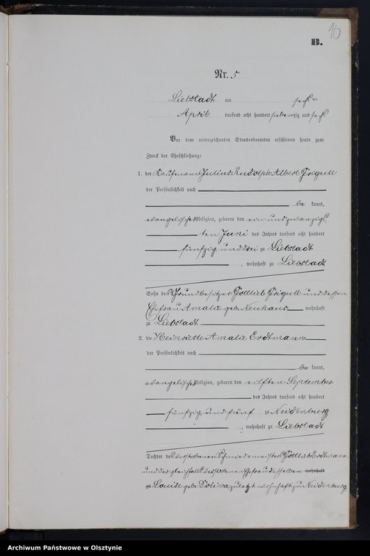 Obraz 12 z jednostki "Heiraths-Neben-Register Nr 1 - 16"