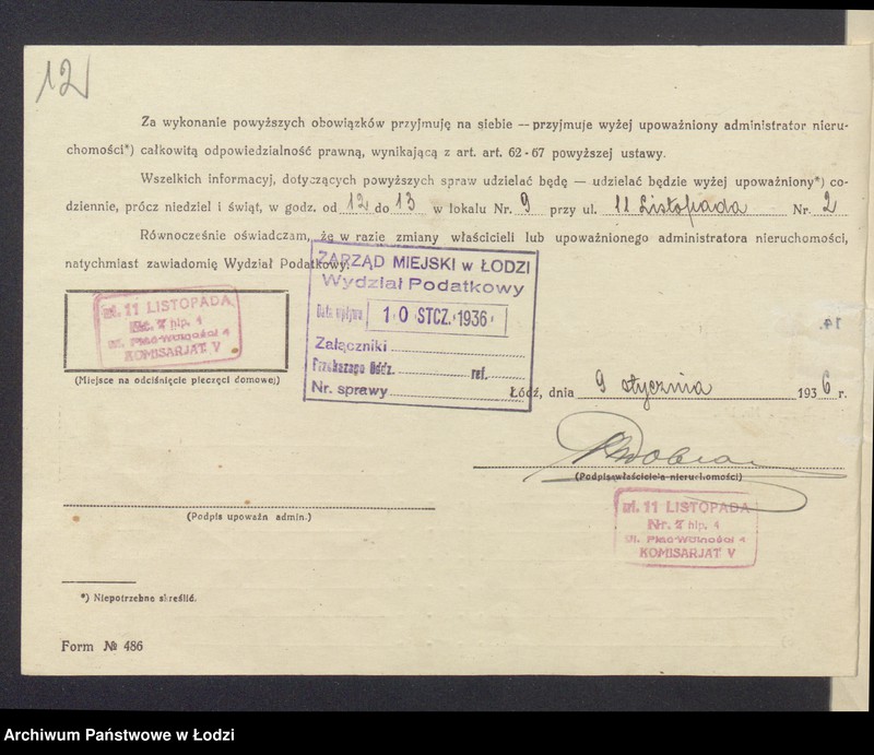 image.from.unit.number "Księga inwentarzowa nieruchomości m. Łodzi ul. 11 Listopada"