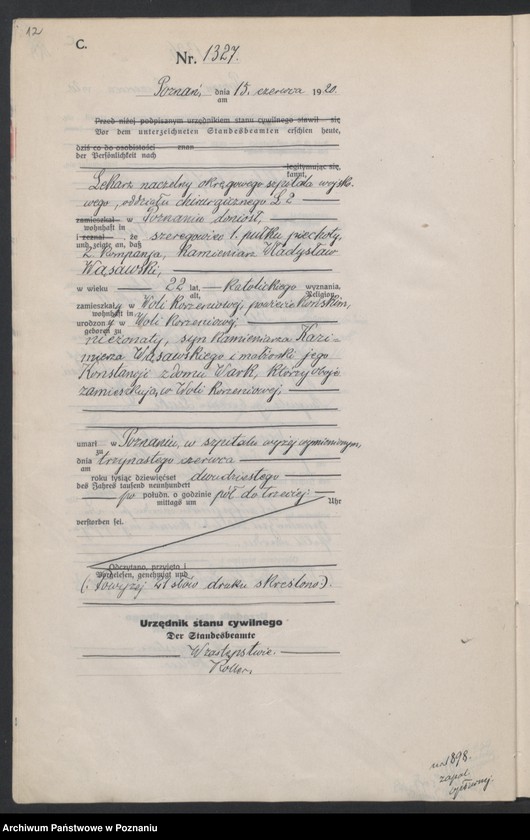 Obraz 14 z jednostki "Księga miejscowa zgonów tom III [Rejestr główny zgonów]"