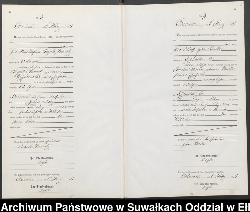 image.from.unit.number "Geburts-Neben-Register des Preussischen Standes-Amtes Orlowen Kreis Loetzen"