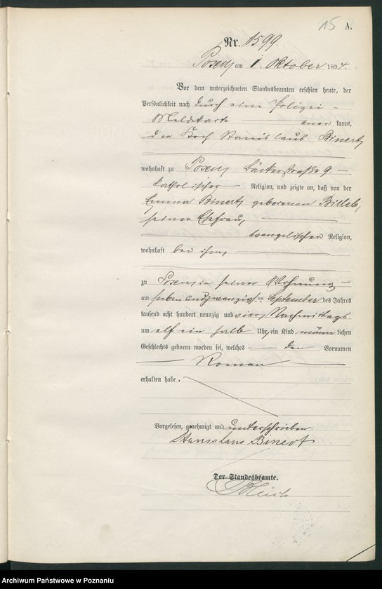 Obraz 18 z jednostki "Księga urodzeń t. V"