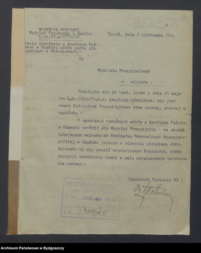 image.from.unit.number "Akta dotyczące układu z Niemcami w sprawie przekazywania akt [Układ polsko - niemiecki z dnia 22.12. 1926 r. o wydaniu akt]"