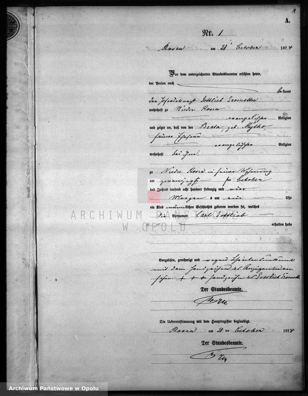 Obraz z jednostki "Geburts-Neben-Register Rosen 1874"