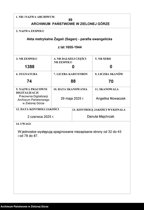 Obraz 1 z jednostki "Duplicat der Trau - Tauf- und Todten Register bei der evangelischen Dreifalligk[eit] Kirche zu Sagan 1856"