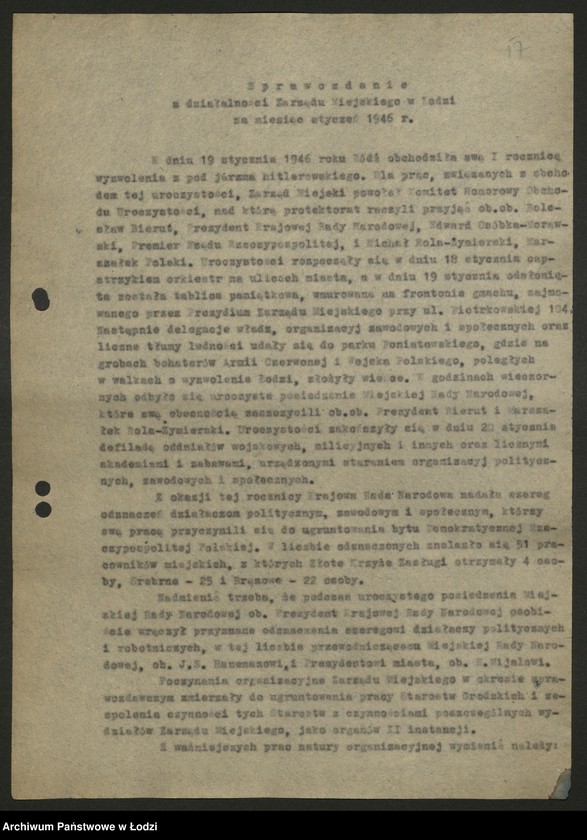 Obraz 18 z jednostki "Zarząd Miejski w Łodzi-sprawozdania, [protokoły z posiedzeń Wojewódzkiej Komisji Odbudowy, konferencji w sprawie połączenia WKOS i MKOS] [i załączniki]"