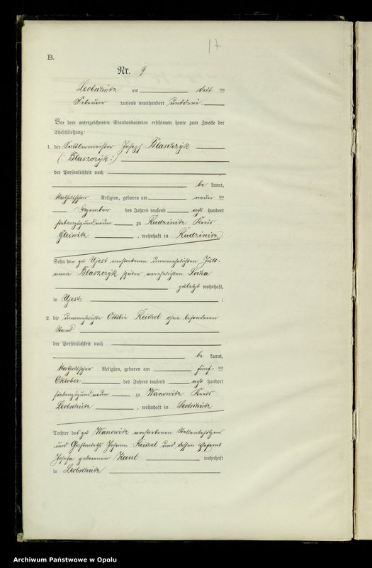 image.from.unit.number "Heiraths-Haupt-Register Standesamts Leobschütz pro 1903"