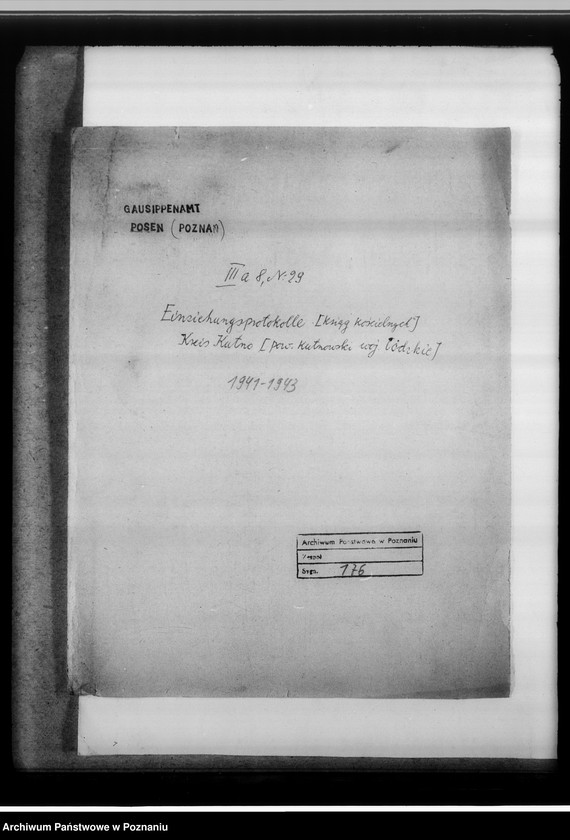 Obraz 4 z jednostki "Einziehungsprotokolle [ksiąg kościelnych] Kreis Kutno [powiat kutnowski, województwo łódzkie]"