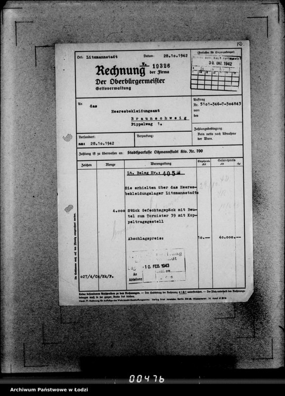 Obraz 16 z jednostki "346 Gefechtsgepäck m.Beutel u.Tornister 39 m.Auslieferung"