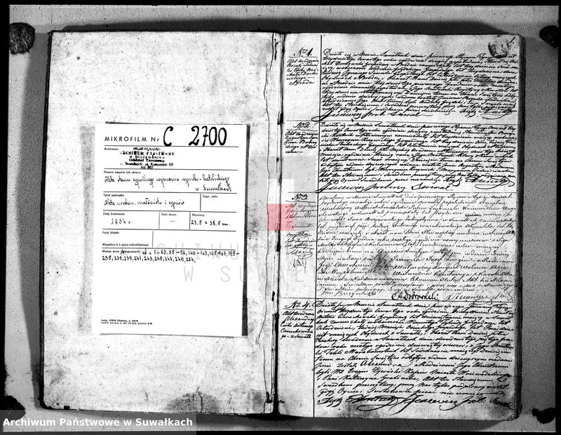 image.from.unit.number "Księga duplikat urodzonych, zaślubionych i umarłych urzędnika stanu cywilnego, parafyi suwalskiey na rok 1834"