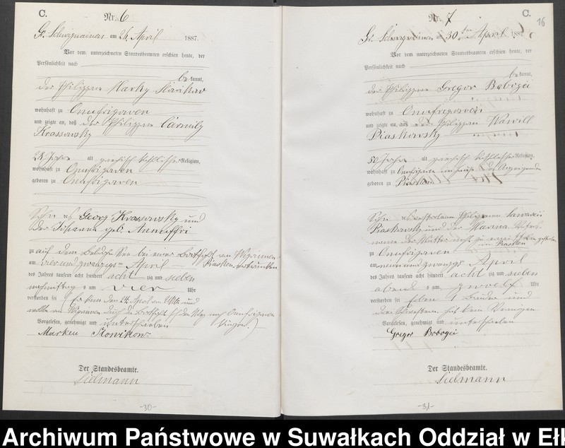 image.from.unit.number "Sterbe-Haupt-Register des Königlichen Preussischen Standes-Amtes Guszianka Kreis Sensburg"