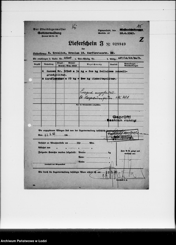 Obraz 19 z jednostki "Aufträge 15101-15108 und Rechnungen Firma R.Greulich Breslau.Chemische Produkte"