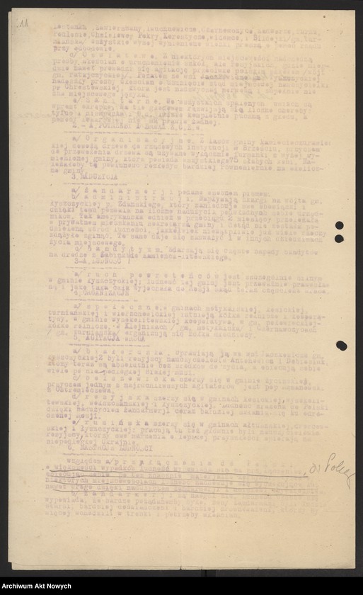 image.from.unit.number "Meldunki Inspektoratów Brzeskiego, Mińskiego, Wileńskiego przesyłane przez Zarząd Cywilny Ziem Wschodnich (Wydział Werbunkowy) do KCNP. Korespondencja ZCZW (Wydział Narodowościowy), z charakterystyką stosunków na pograniczu litewskim. Rozkaz Naczelnika Okręgu Wołyńskiego ZCZW"