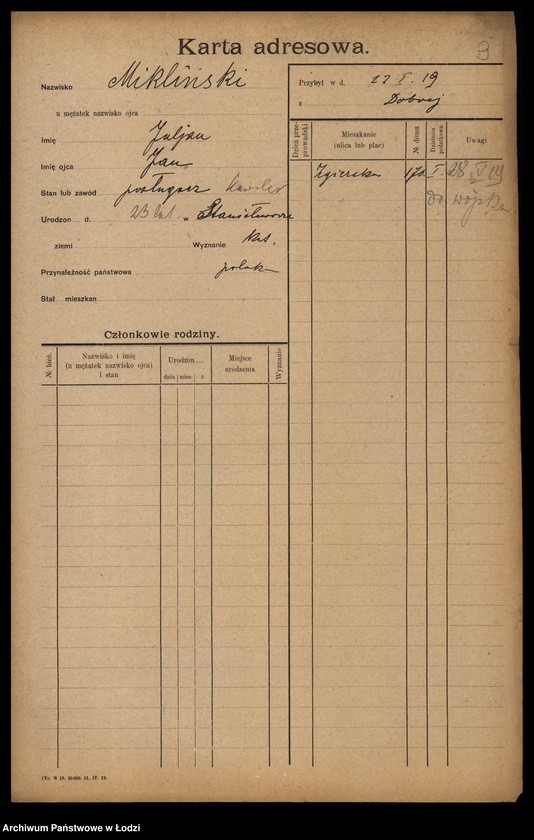 Obraz 11 z jednostki "[Spis ludności Łodzi] Mikler - Mikołajczyk"