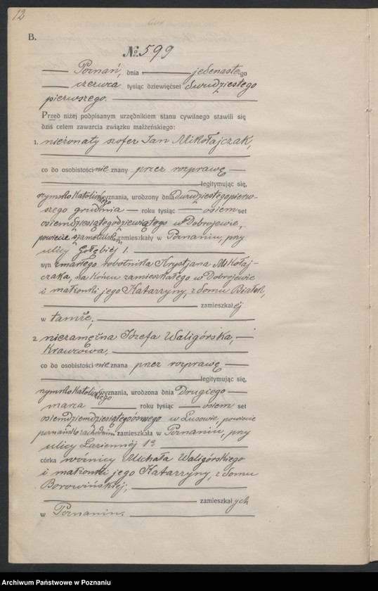 Obraz 14 z jednostki "Księga miejscowa małżeństw tom III [Rejestr główny małżeństw]"