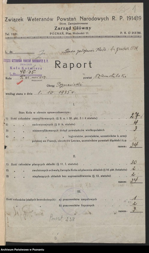 Obraz 3 z jednostki "Kaźmierz, powiat Szamotuły - akta koła."