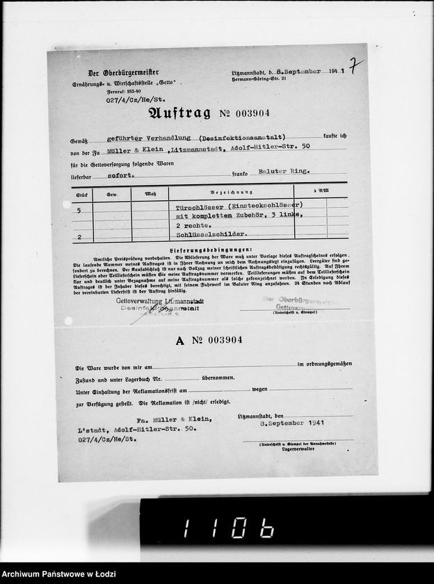 Obraz 12 z jednostki "Verschiedene. [Korespondencja w sprawie zaopatrzenia w artykuły techniczne]"