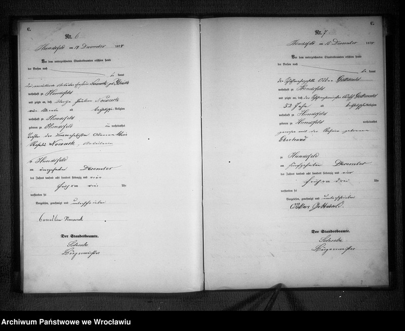 image.from.unit.number "Księga zgonów Psie Pole (Hundsfeld) 1874"