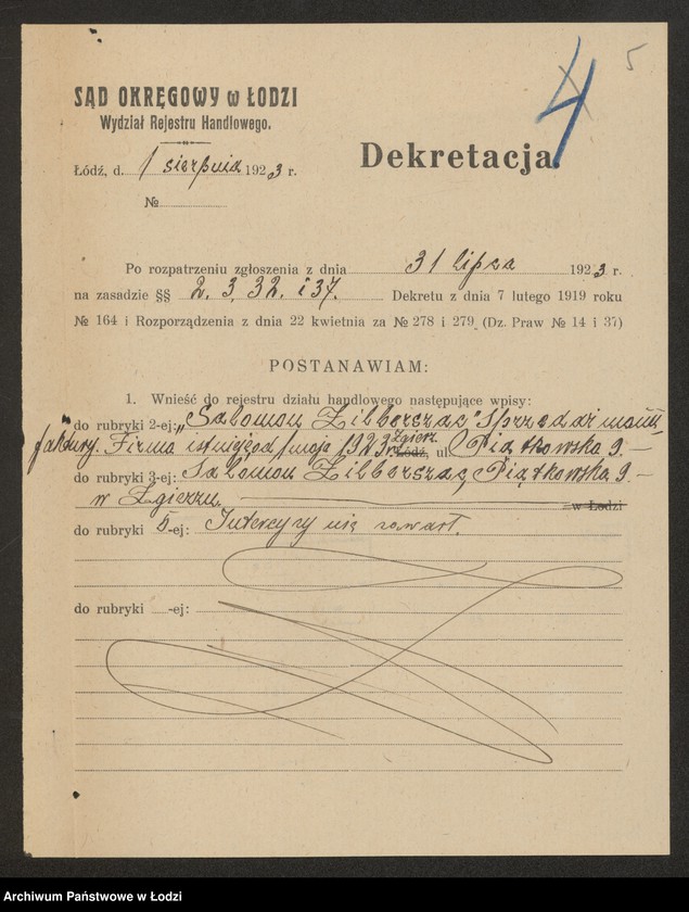 Obraz 7 z jednostki "Salomon Zilberszac – sprzedaż manufaktury"