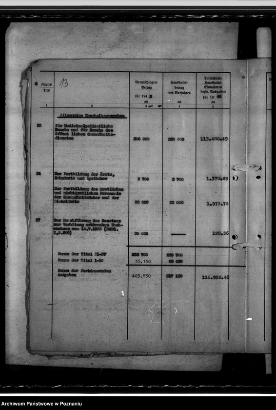Obraz 16 z jednostki "Haushalt der Medizinalverwaltung - Haushaltsvoranschlag 1942"