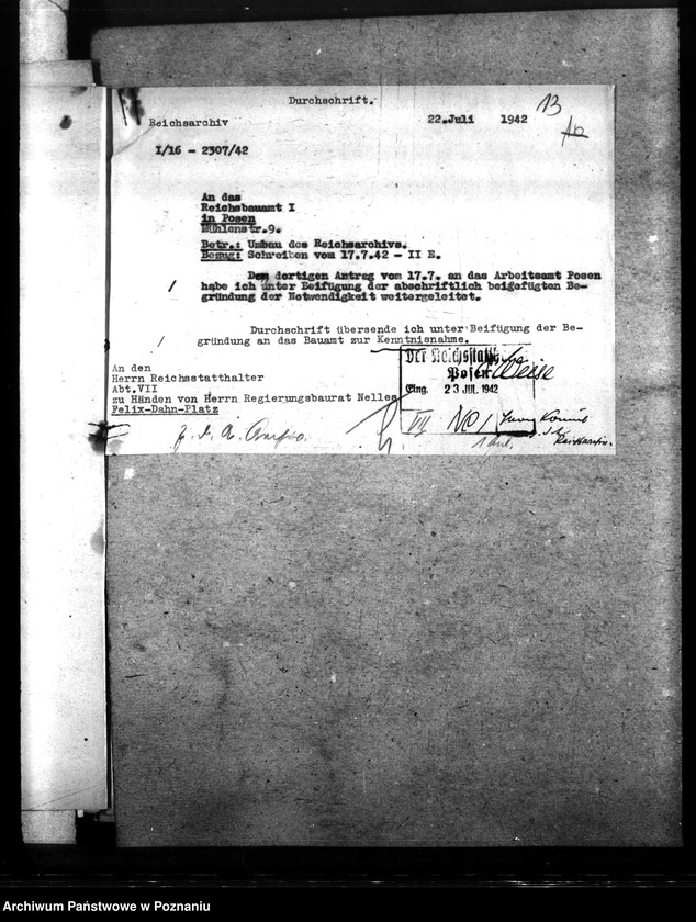 Obraz 17 z jednostki "Umbau des Reichsarchivs zu Posen"