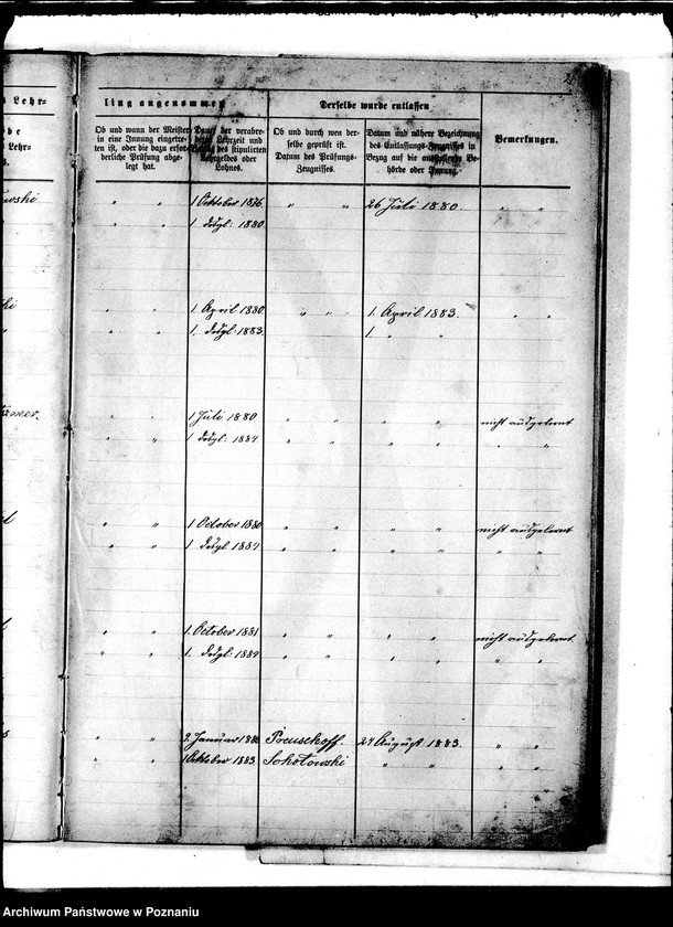 Obraz 6 z jednostki "Buch zur Eintragung der Lehrlinge und Gesellen für die Innung des Böttchergewerks."