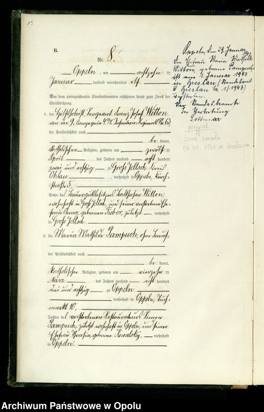 Obraz 18 z jednostki "Rejestr Małżeństw pierwopis 1911 1-190"