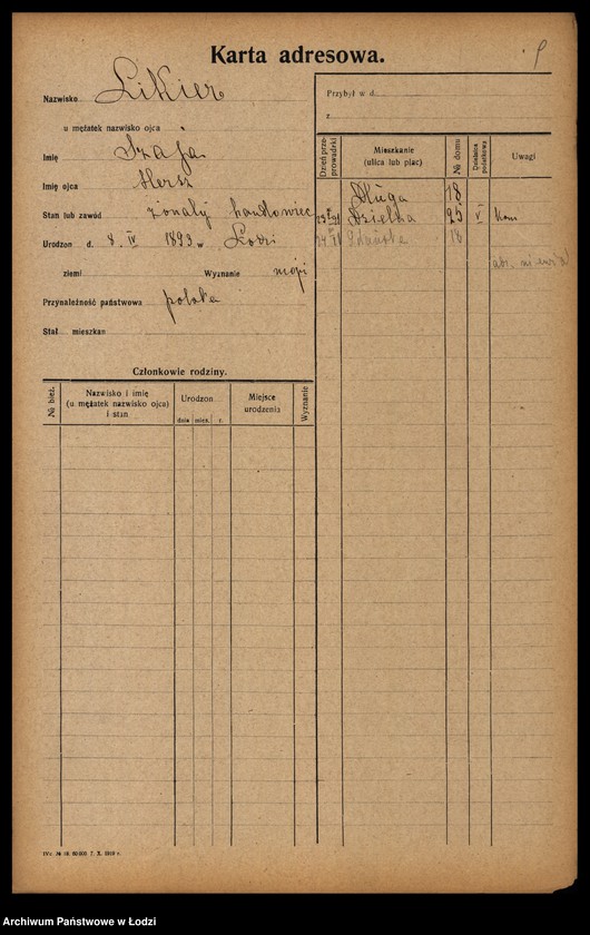 Obraz 11 z jednostki "[Spis ludności Łodzi] Like - Linke"