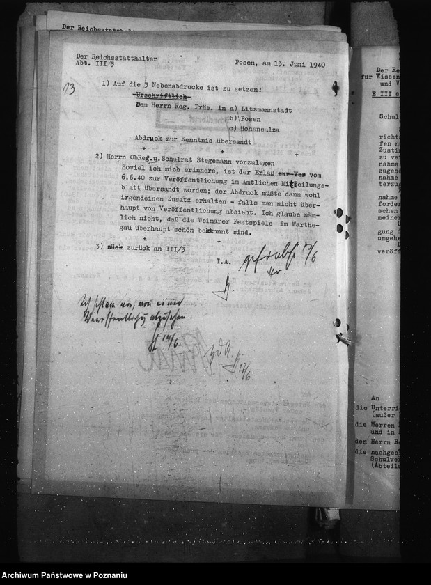 Obraz 17 z jednostki "Aufnahme der Schüler in die Oberschulen. Einsatz der Schüler in die Wehrmacht. Kinderlandverschicken. Auslese der Schülern."