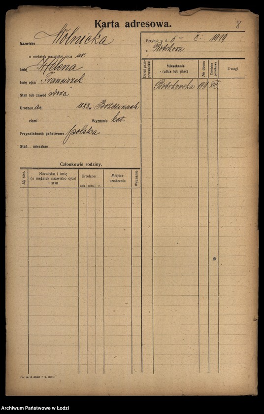 Obraz 10 z jednostki "[Spis ludności Łodzi] Wolniakiewicz - Wolst"