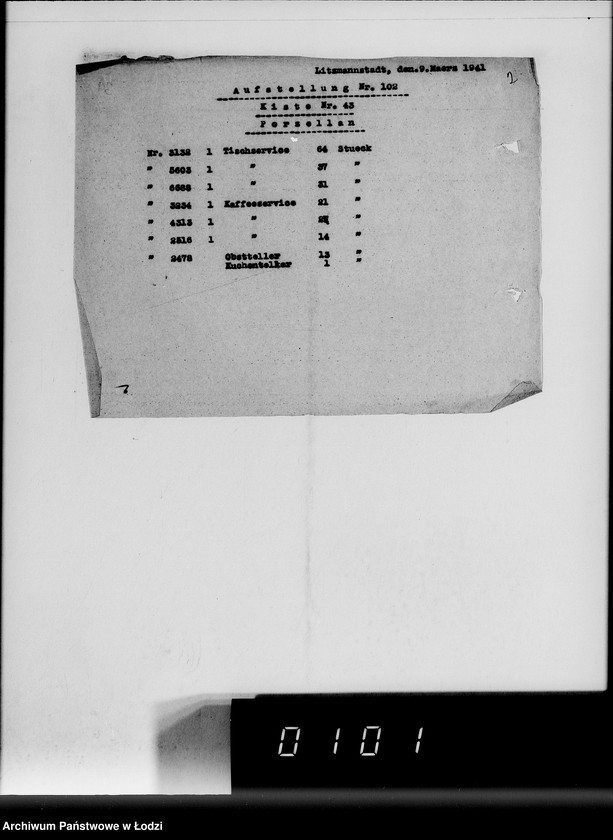 Obraz 6 z jednostki "Anlieferung des Judenältesten Silber [Zestawienia skonfiskowanych w Getcie kosztowności]"