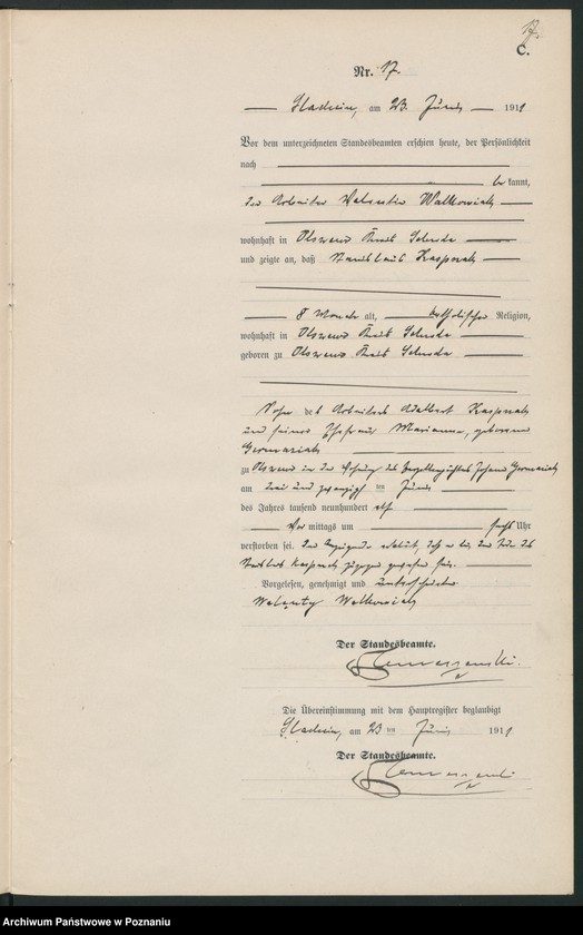 Obraz 20 z jednostki "Sterbe-Neben-Register"