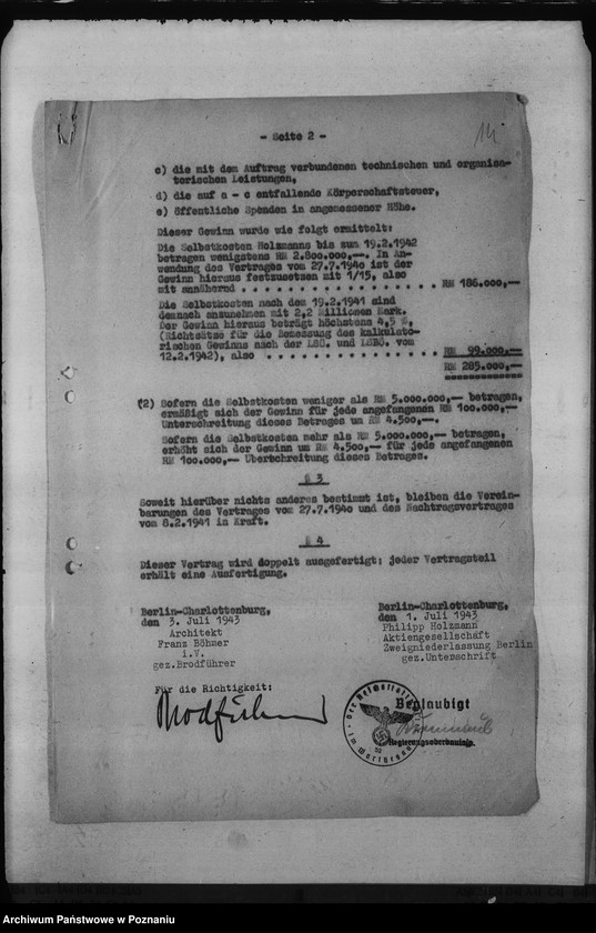 Obraz 17 z jednostki "Umbau - Deutsches Schloss in Posen. Selbstkostenvertrag"