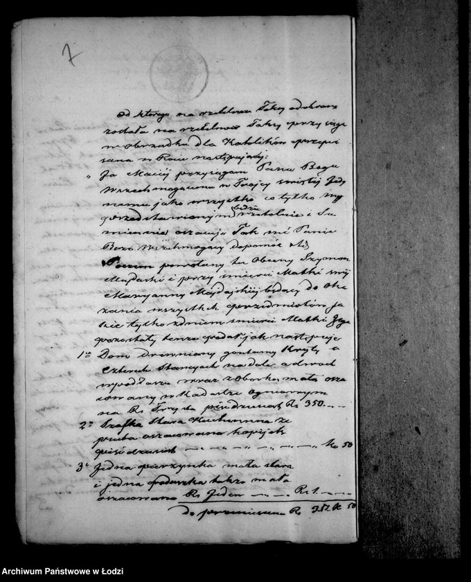 Obraz 11 z jednostki "Akta tyczące się ustanowienia opieki nad nieletnimi Brygidą i Józefem rodzeństwem Majdańskimi pozostałymi i dopełnionego spisu inwentarza pozostałości"