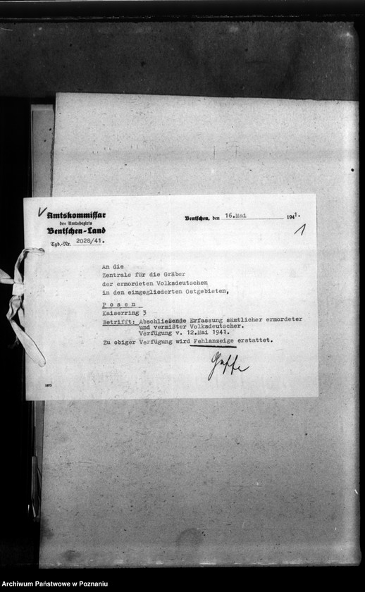 Obraz 5 z jednostki "Kreis Grätz (Grodzisk). Wykazy i korespondencja w sprawie miejscowych Niemców, którzy zginęli w 1939 roku"