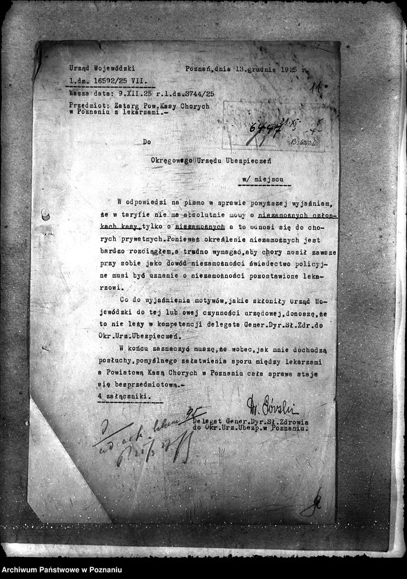 Obraz 14 z jednostki "Sprawy lekarzy [umowy i korespondencja] Okręg. Urząd Ubezpiecz."