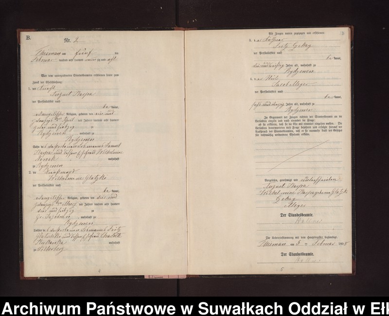 image.from.unit.number "Heiraths-Neben-Register des Preussischen Standes-Amtes Rydzewen Kreis Loetzen"