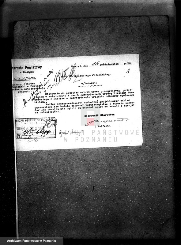 Obraz 5 z jednostki "Zatwierdzenie zakładu przemysłowego /tartak/ H. Drobińskiego w Poniecu pow. gostyński"