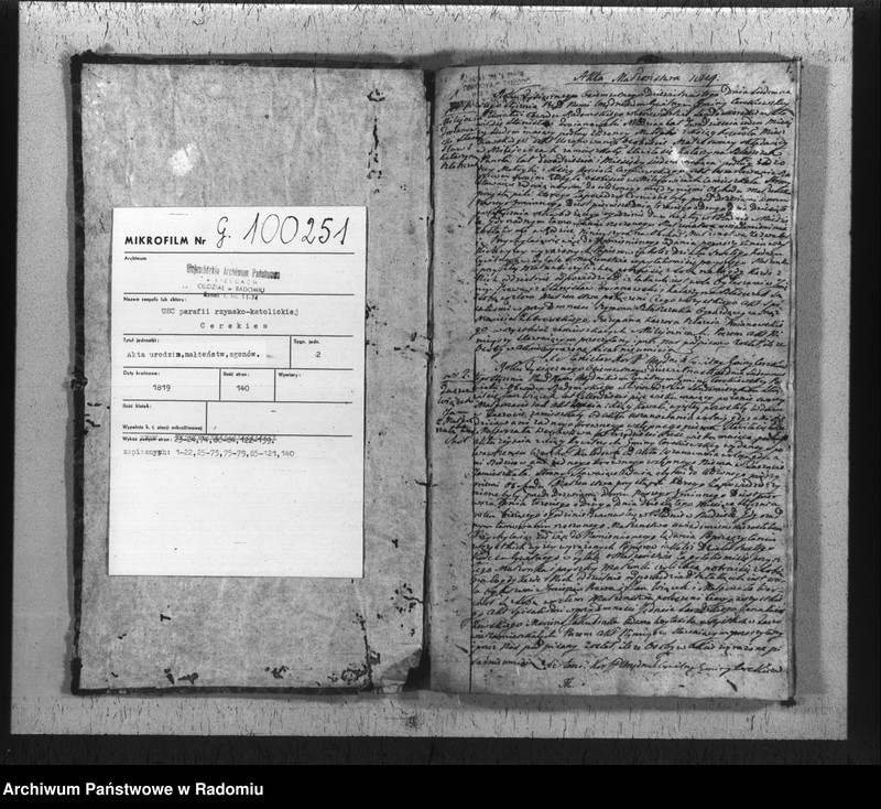 image.from.unit.number "Akta Stanu Cywilnego Parafii Cerekiew Urodzin Małżeństw i Zeyścia na rok 1819"